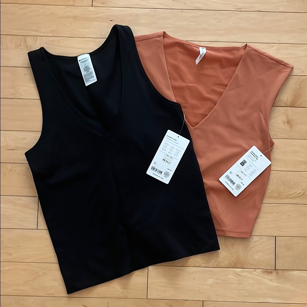 TWO NWT TANKS BY ATHLETA! Black and orange Fitted Tank Tops